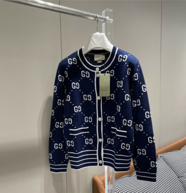 gucci new double G contrast color long-sleeved cardigan
