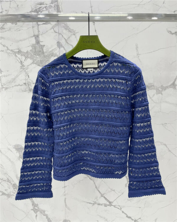gucci hollow knit long sleeve pullover