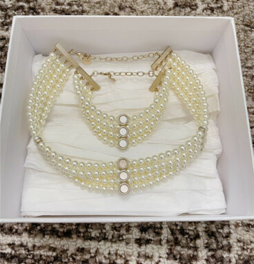 Dior multi-mirror double layer pearl necklace