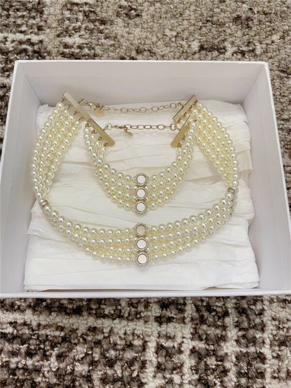 Dior multi-mirror double layer pearl necklace