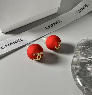 chanel red bead earrings