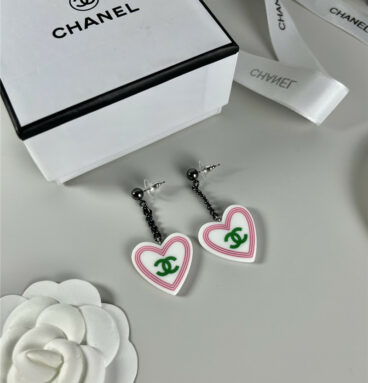 Chanel love black chain earrings