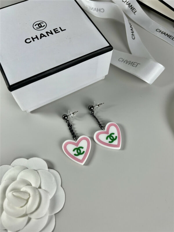 Chanel love black chain earrings