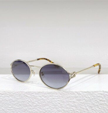 miumiu new trendy metal oval sunglasses