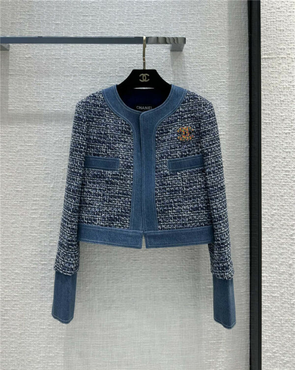Chanel denim tweed design jacket small coat