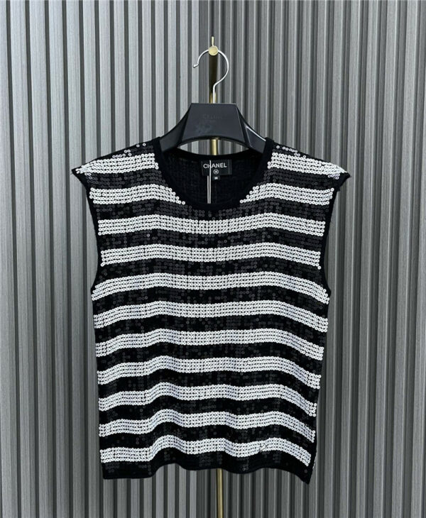 chanel sequin striped vest