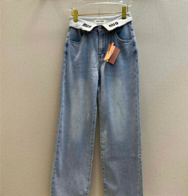 miumiu logo embroidered straight-leg jeans