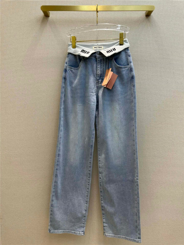 miumiu logo embroidered straight-leg jeans