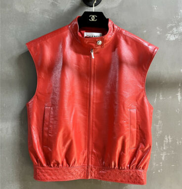 chanel leather lozenge vest