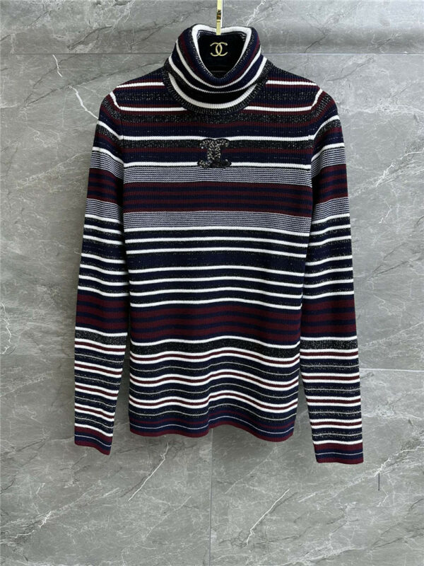chanel turtleneck striped sweater
