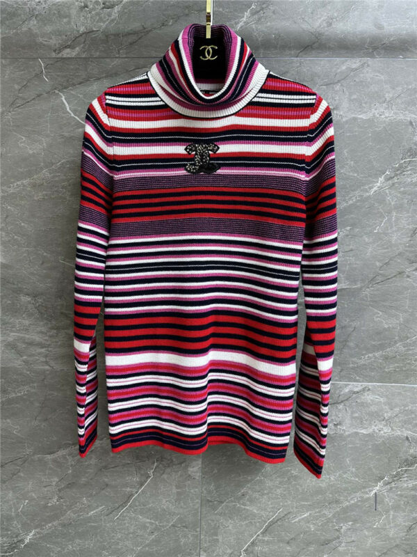 chanel turtleneck striped sweater