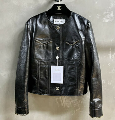 chanel classic chain leather jacket