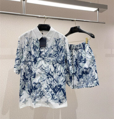 louis vuitton LV Hawaiian floral shirt + shorts suit