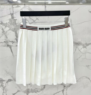 miumiu waist contrast pleated skirt
