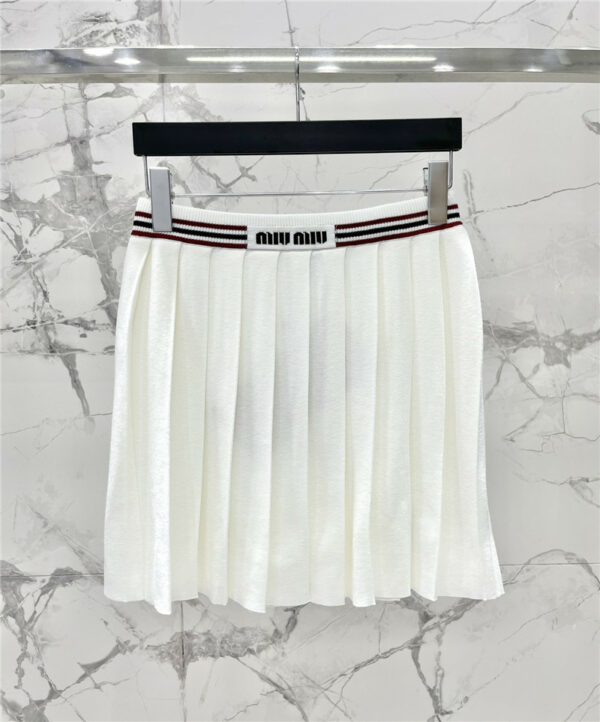 miumiu waist contrast pleated skirt