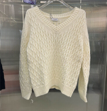 YSL new V-neck knitted long-sleeved sweater