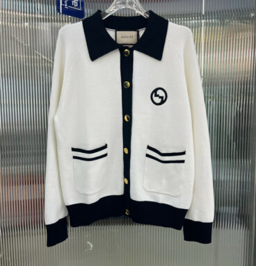 gucci early autumn new lapel long-sleeved knitted cardigan