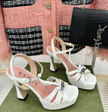 gucci platform woven strap high heels
