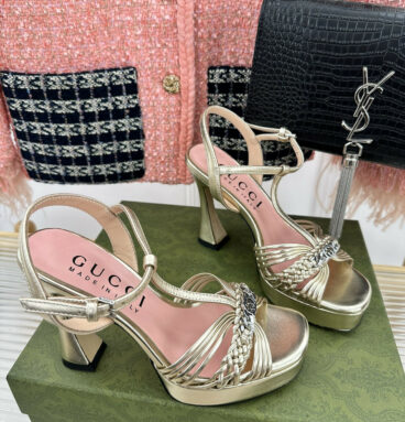 gucci platform woven strap high heels
