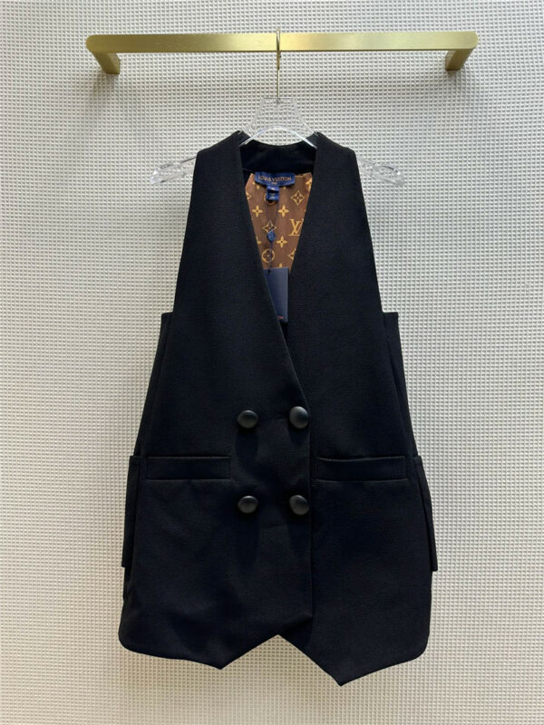 louis vuitton LV V-neck large button long suit vest