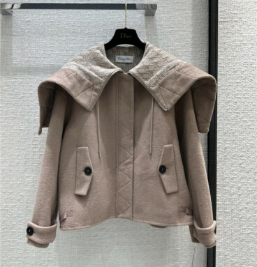Dior reversible woolen hooded cropped wool coat
