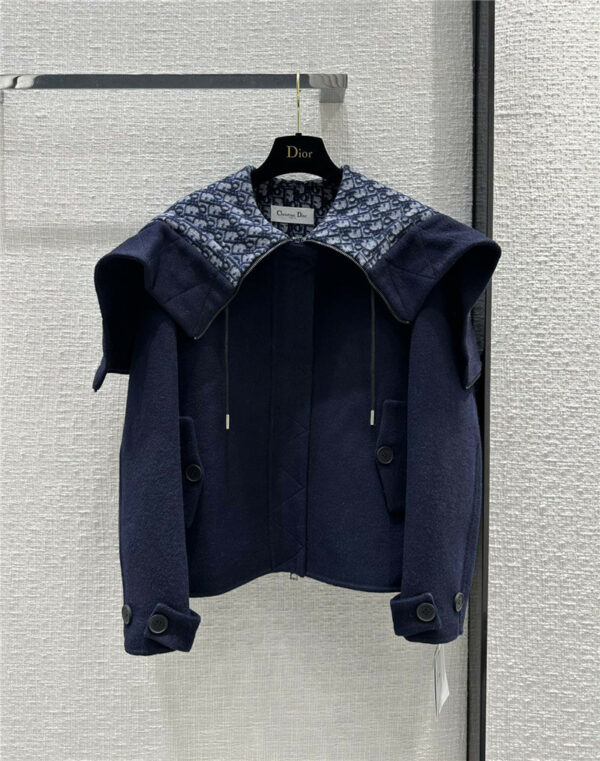 Dior reversible woolen hooded cropped wool coat