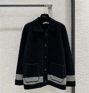 Dior new small lapel single-breasted knitted small coat