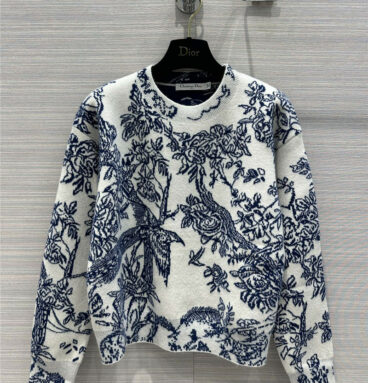 Dior resort series jungle flower intarsia cashmere sweater