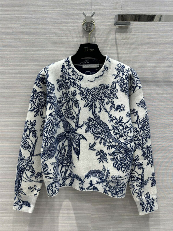 Dior resort series jungle flower intarsia cashmere sweater