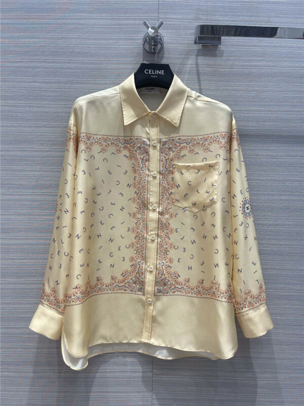 celine vintage art style silk shirt