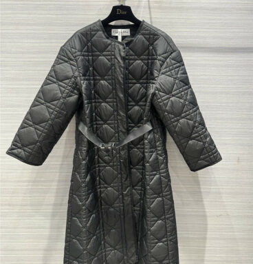 Dior Princess Diana rattan plaid quilted quilted long coat