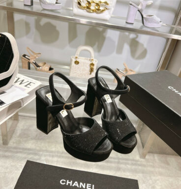 chanel summer platform chunky heel sandals
