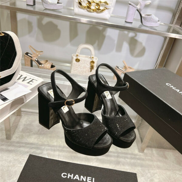 chanel summer platform chunky heel sandals