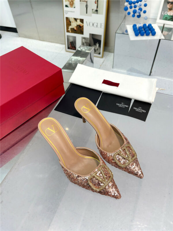 valentino new sequin version V buckle classic slippers