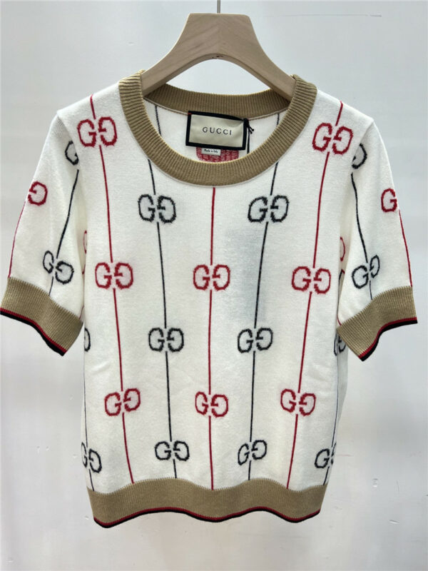 gucci bow logo round neck short sleeves