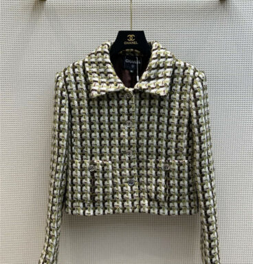 chanel woven tweed cropped jacket