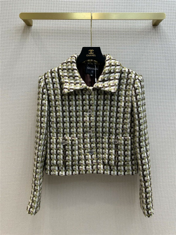 chanel woven tweed cropped jacket