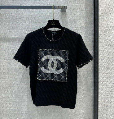 Chanel heavy industry beaded twill weave round neck sweater