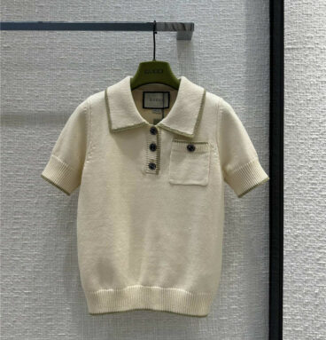 gucci preppy style short sleeve knitted sweater