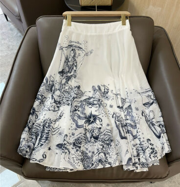 dior constellation print long skirt