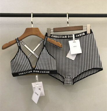 dior classic houndstooth swimsuit set
