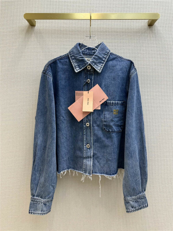 miumiu bag embroidered shirt denim jacket