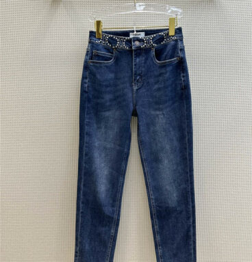 celine Arc de Triomphe rivet waist pencil jeans