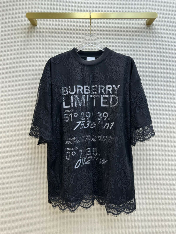 Burberry Lace Panel False Two-Piece T-Shirt