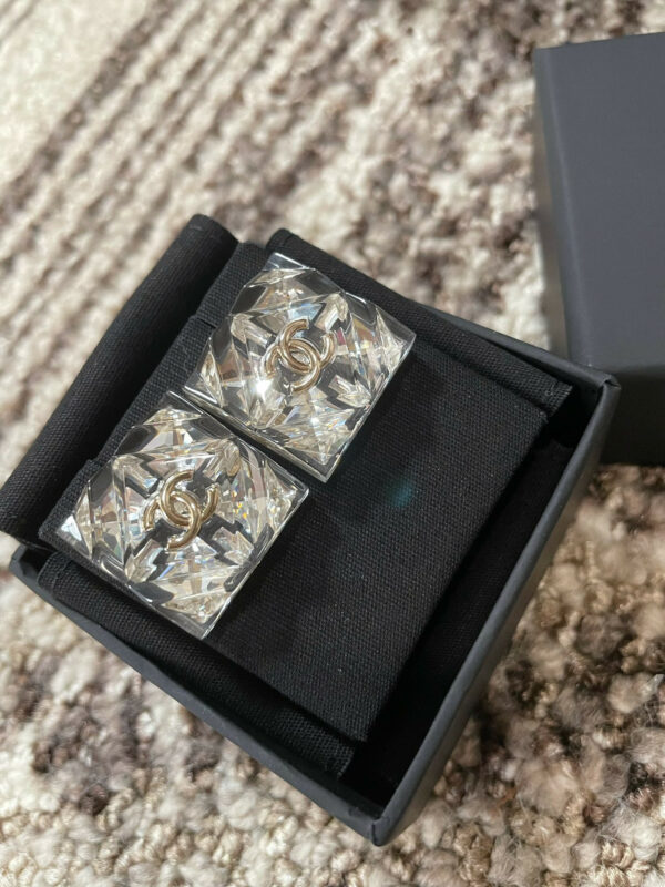 chanel acrylic faceted stud earrings