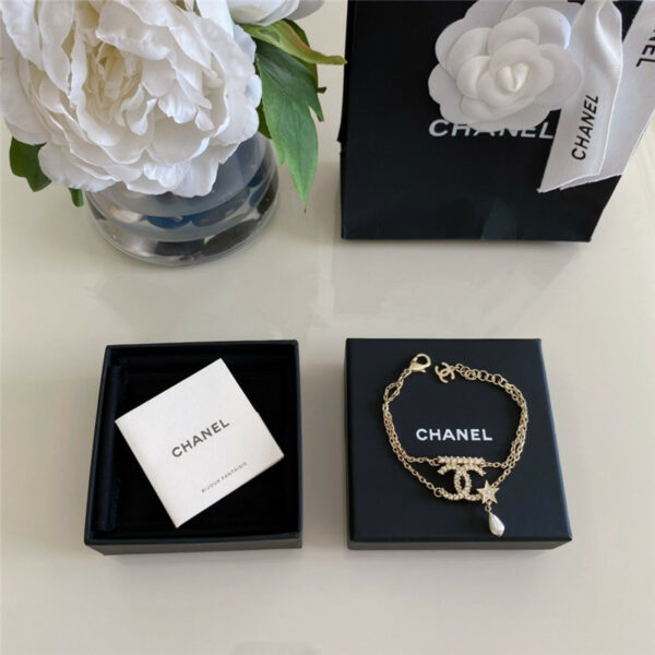 Chanel double C pendant star pearl bracelet