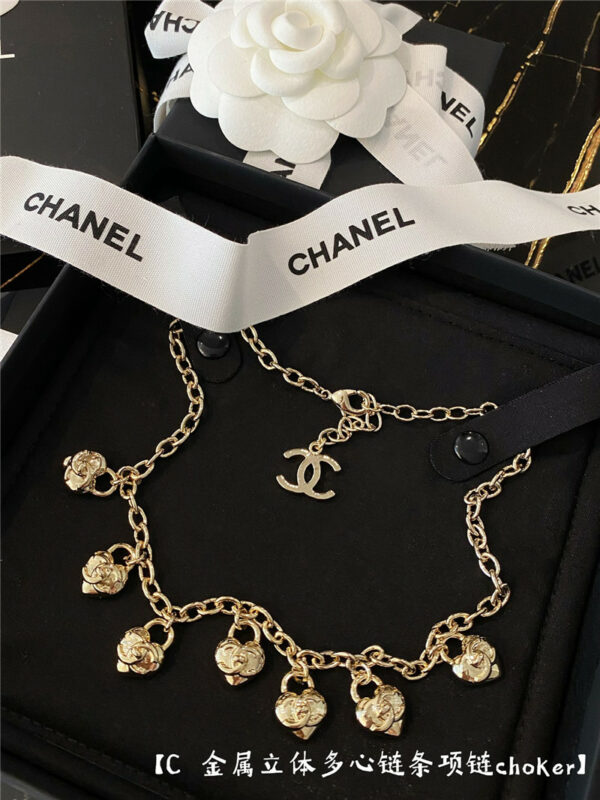 chanel chain and heart necklace