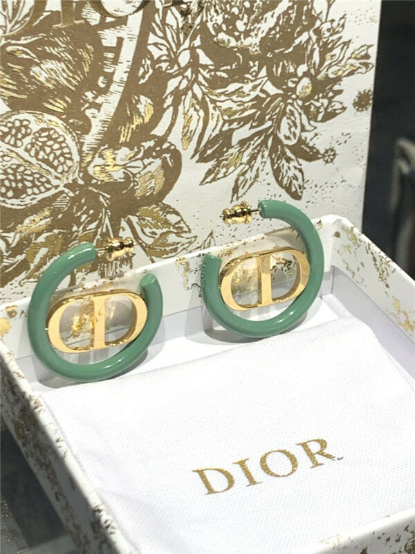Dior simple CD callout metal earrings