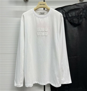 miumiu letter logo appliqué long-sleeved T-shirt
