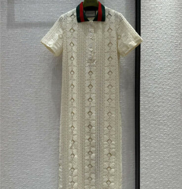 Gucci England embroidery water-soluble polo dress